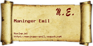 Maninger Emil névjegykártya